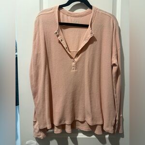 aerie OFFLINE Blush Waffle Henley Long Sleeve Top